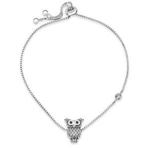 Sterling Silver and Cubic Zirconia Owl Bracelet